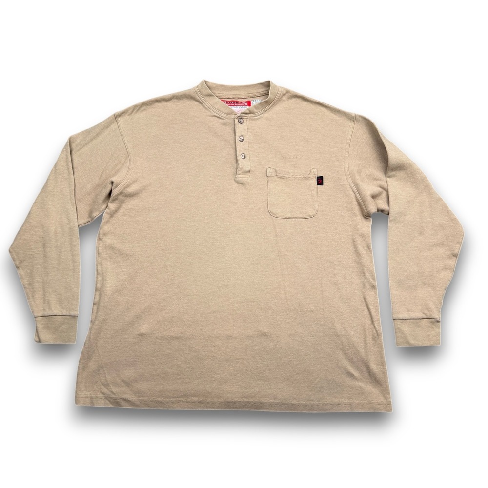 Riverside Protective Apparel Henley Mens XL Tan Long Sleeve FR Workwear Pocket